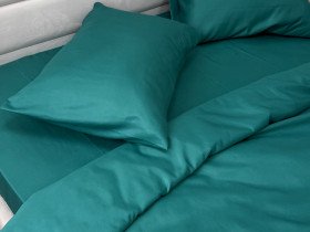 Постельное белье Ecotton Полисатин Полуторный комплект Темно-зеленый