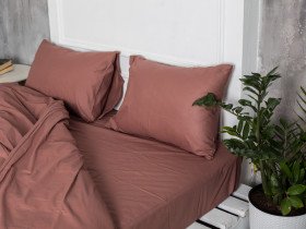 Постельное белье Ecotton Поплин Евро комплект пододеяльник + наволочки 50x70 (2 шт.) Шоколад 890