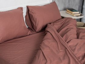 Постільна білизна Ecotton Поплін Двоспальний комплект підковдра + наволочки 50x70 (2 шт.) Шоколад 890
