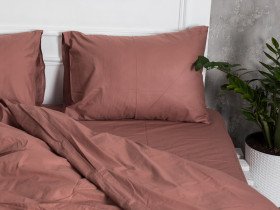 Постільна білизна Ecotton Поплін Євро комплект підковдра + наволочки 50x70 (2 шт.) Шоколад 890