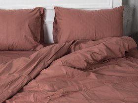 Постельное белье Ecotton Поплин Евро комплект пододеяльник + наволочки 50x70 (2 шт.) Шоколад 890