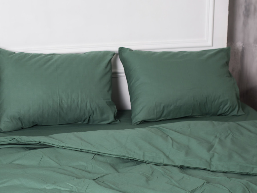 Ecotton Euro Calico Bedding Set Dark Green 488