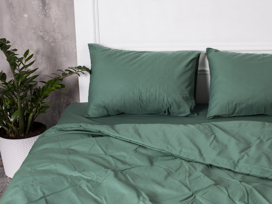 Ecotton Euro Calico Bedding Set Dark Green 488