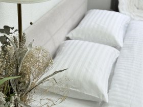 Постільна білизна Ecotton Страйп-сатин Сімейний комплект дві підковдри + наволочки 50x70 (2 шт.)