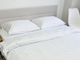 Постільна білизна Ecotton Страйп-сатин Сімейний комплект дві підковдри + наволочки 50x70 (2 шт.)