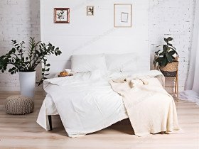 Постільна білизна Ecotton Твіл-сатин Сімейний комплект дві підковдри Білий 20-0709