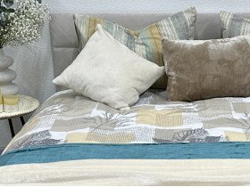 Постельное белье Ecotton Фланель Полуторный комплект Листья на бежевом 2125314