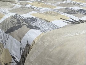 Постільна білизна Ecotton Фланель Полуторний комплект Листя на бежевому 2125314