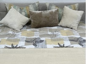 Постельное белье Ecotton Фланель Полуторный комплект Листья на бежевом 2125314
