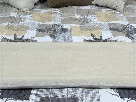Постільна білизна Ecotton Фланель Полуторний комплект Листя на бежевому 2125314