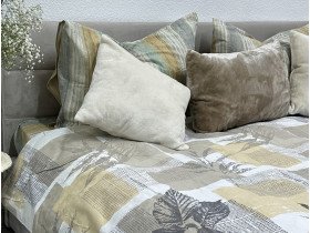 Постільна білизна Ecotton Фланель Сімейний комплект дві підковдри Листя на бежевому 2125314