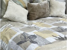 Постільна білизна Ecotton Фланель Євро комплект Листя на бежевому 2125314