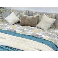 Постельное белье Ecotton Фланель Евро комплект Листья на бежевом 2125314