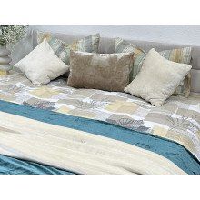 Постельное белье Ecotton Фланель Евро комплект Листья на бежевом 2125314