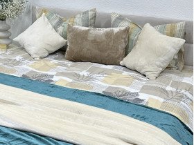 Постільна білизна Ecotton Фланель Євро комплект Листя на бежевому 2125314