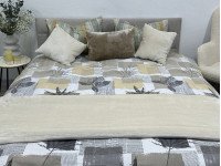 Постельное белье Ecotton Фланель Евро комплект Листья на бежевом 2125314