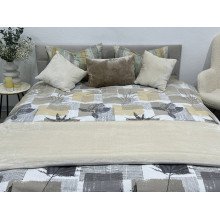Постельное белье Ecotton Фланель Евро комплект Листья на бежевом 2125314