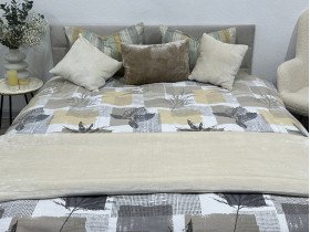 Постільна білизна Ecotton Фланель Євро комплект Листя на бежевому 2125314