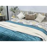 Постельное белье Ecotton Фланель Евро комплект Листья на бежевом 2125314