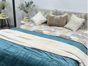 Постільна білизна Ecotton Фланель Євро комплект Листя на бежевому 2125314