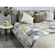 Постельное белье Ecotton Фланель Евро комплект Листья на бежевом 2125314