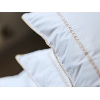 Постільна білизна Перкаль вишивка кант Євро комплект Бежевий