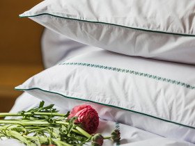Постельное белье Перкаль вышивка кант Евро комплект Зеленый