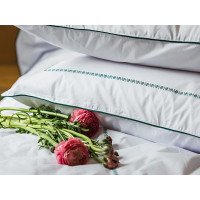 Постільна білизна Перкаль вишивка кант Євро комплект Зелений