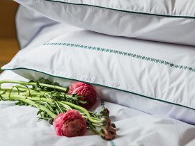 Постельное белье Перкаль вышивка кант Евро комплект Зеленый