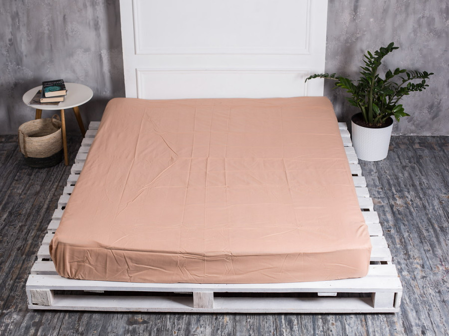 Простынь на резинке 200x200 Ecotton Бязь Кофе 603