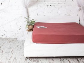 Простынь на резинке 180x200 Ecotton Бязь Премиум Marsala 00-0237