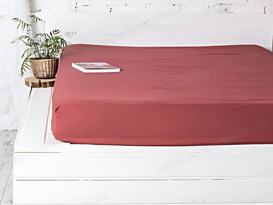 Простынь на резинке 90x200 Ecotton Бязь Премиум Marsala 00-0237