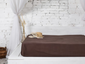 Простынь на резинке 180x200 Ecotton Бязь Премиум Palm Brown 00-0235