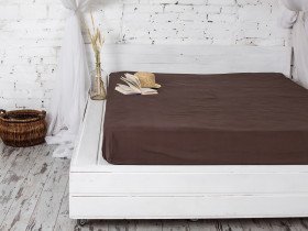 Простирадло на резинці 180x200 Ecotton Бязь Преміум Palm Brown 00-0235