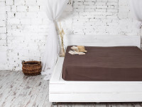 Простынь на резинке 180x200 Ecotton Бязь Премиум Palm Brown 00-0235