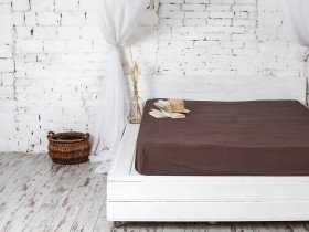 Простирадло на резинці 180x200 Ecotton Бязь Преміум Palm Brown 00-0235