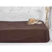 Простынь на резинке 180x200 Ecotton Бязь Премиум Palm Brown 00-0235