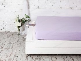 Простынь на резинке 160x200 Ecotton Бязь Премиум Soft Lilac 00-0033