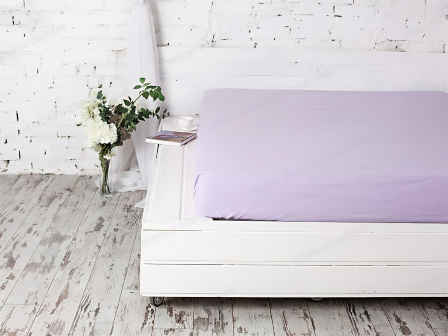 Простирадло на резинці 160x200 Ecotton Бязь Преміум Soft Lilac 00-0033