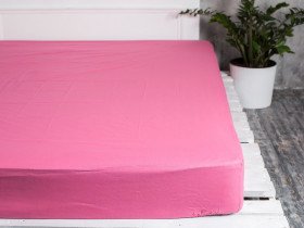 Простынь на резинке 200x200 Ecotton Бязь Розово-лиловый 125