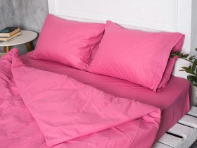 Простынь на резинке 200x200 Ecotton Бязь Розово-лиловый 125