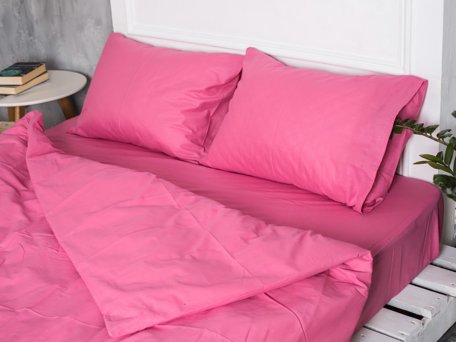 Простынь на резинке 180x200 Ecotton Бязь Розово-лиловый 125