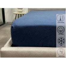 Простирадло на резинці 160x200 Ecotton Фланель Блакитний SB-199