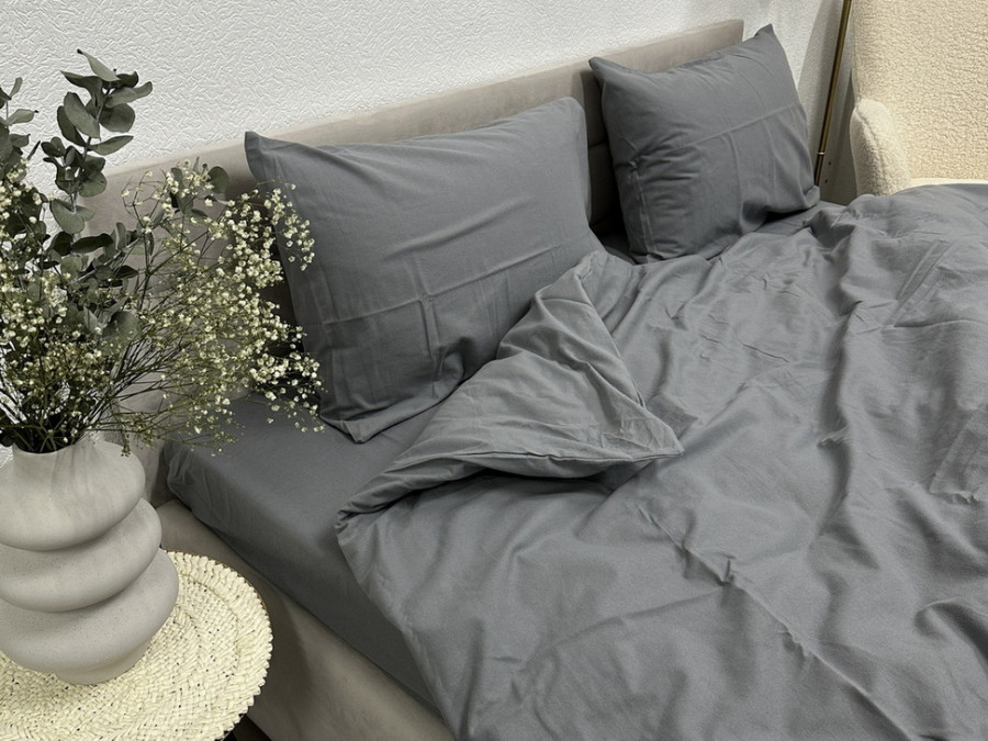 Простынь на резинке 180x200 Ecotton Фланель Серый SB-148