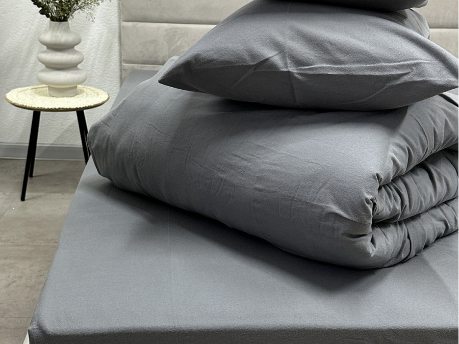Простынь на резинке 180x200 Ecotton Фланель Серый SB-148