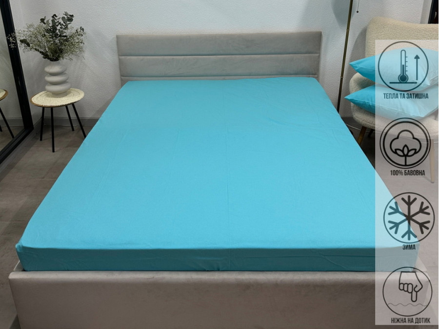 Простирадло на резинці 180x200 Ecotton Фланель Sky Blue SB-134