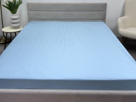 Простынь на резинке 140x200 Ecotton Полисатин Голубой