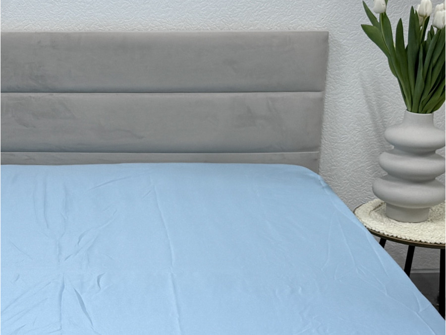 Простынь на резинке 180x200 Ecotton Полисатин Голубой