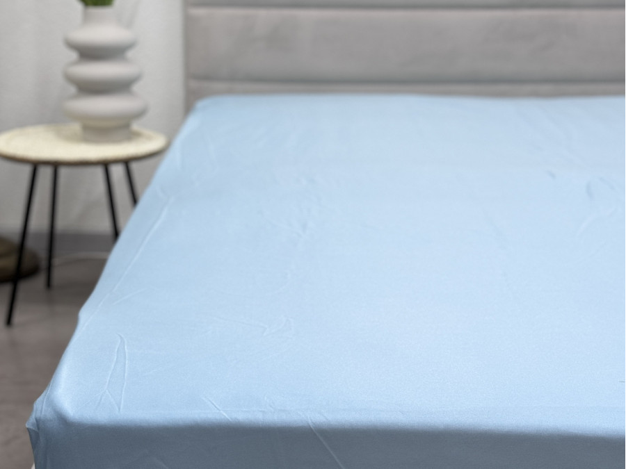Простынь на резинке 160x200 Ecotton Полисатин Голубой