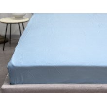 Простирадло на резинці 160x200 Ecotton Полісатин Блакитний